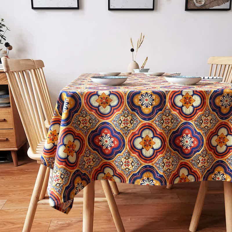 Ownkoti Vintage Boho Floral Pattern Tablecloth - E - Square - 52" x 52'' - image 0