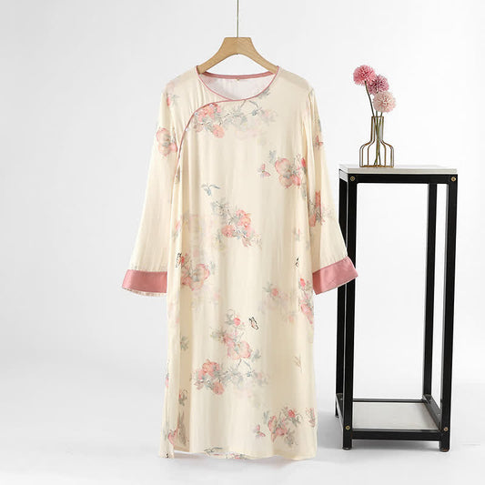 Ownkoti Floral Butterfly Soft Satin Loungewear - Nightgown - XL - image 0