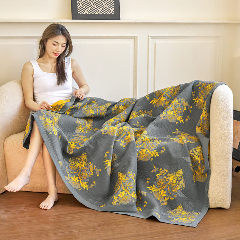 Ownkoti Rustic Flower Three Layer Cotton Gauze Quilt - image 4