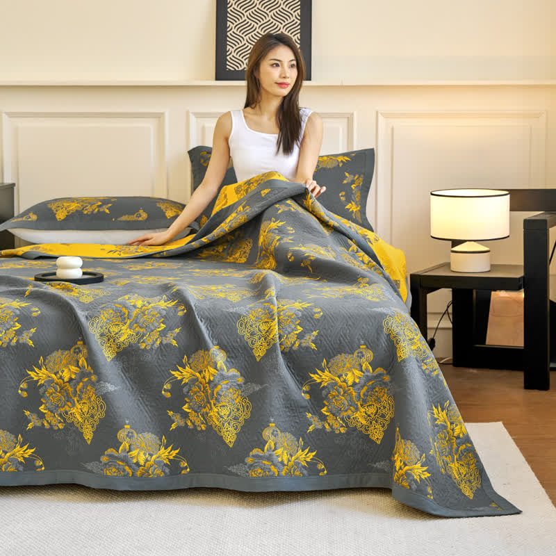 Ownkoti Rustic Flower Three Layer Cotton Gauze Quilt - image 3