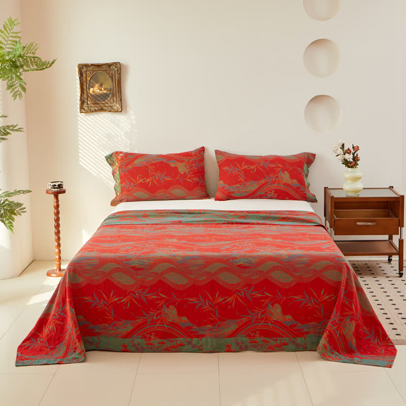 Vintage Rural Cotton Gauze Sheet Coverlet - image 1