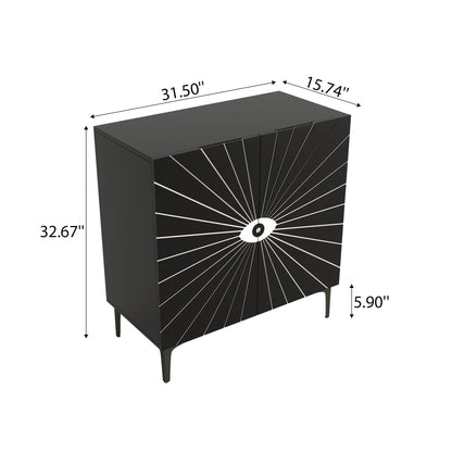 Ownkoti Modern Carved Eye-patterned Wooden Storage Cabinet