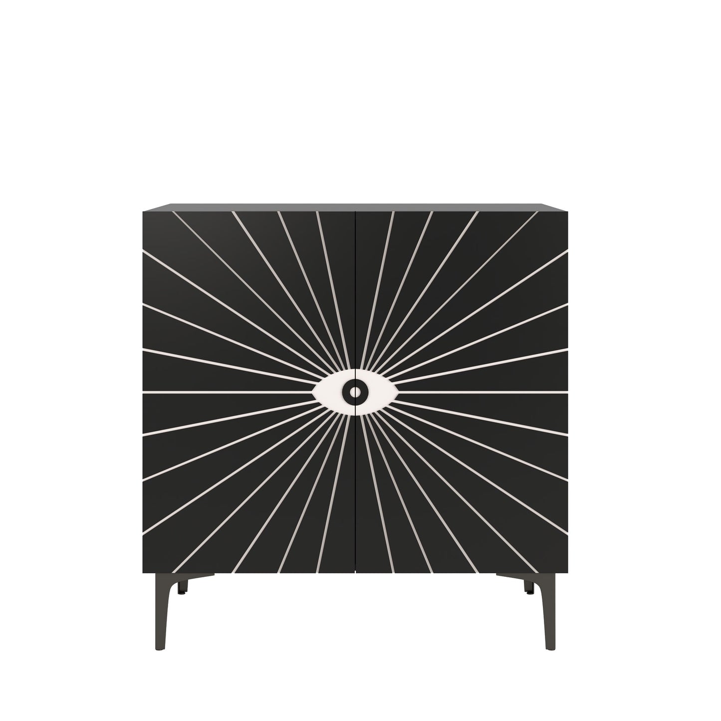 Ownkoti Modern Carved Eye-patterned Wooden Storage Cabinet