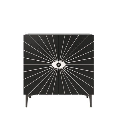 Ownkoti Modern Carved Eye-patterned Wooden Storage Cabinet