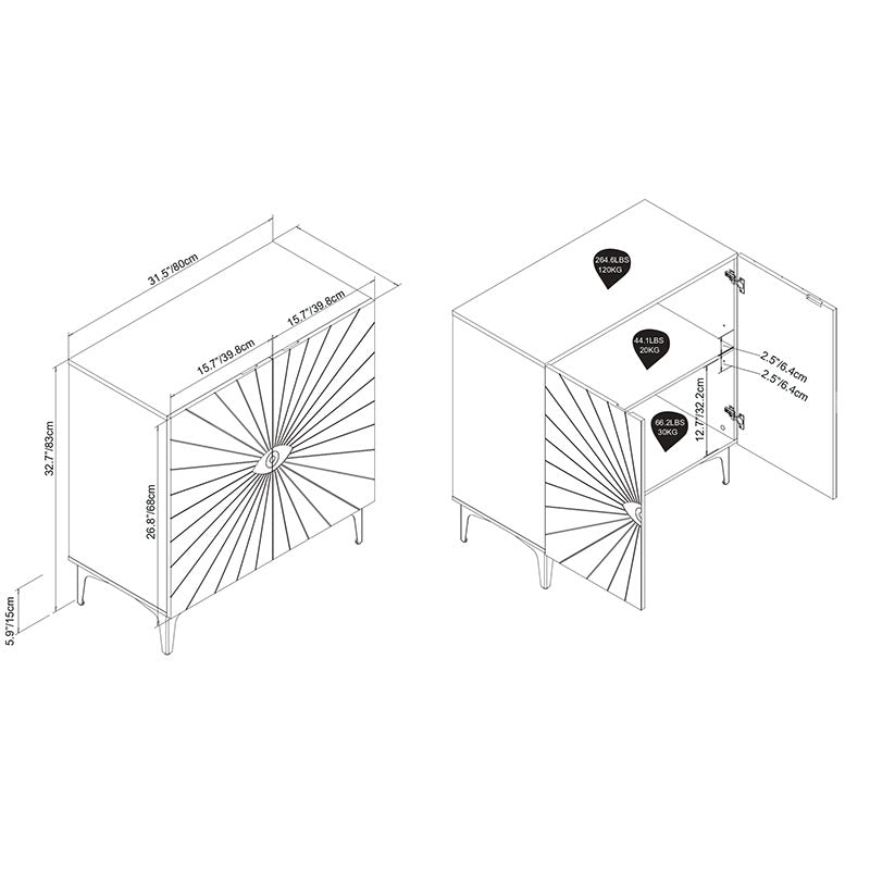 Ownkoti Modern Carved Eye-patterned Wooden Storage Cabinet