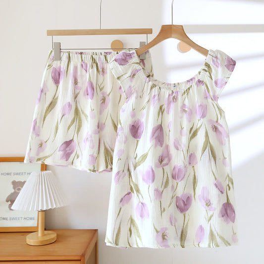 Ownkoti Rural Tulip Breathable Cotton Gauze Pajama Set
