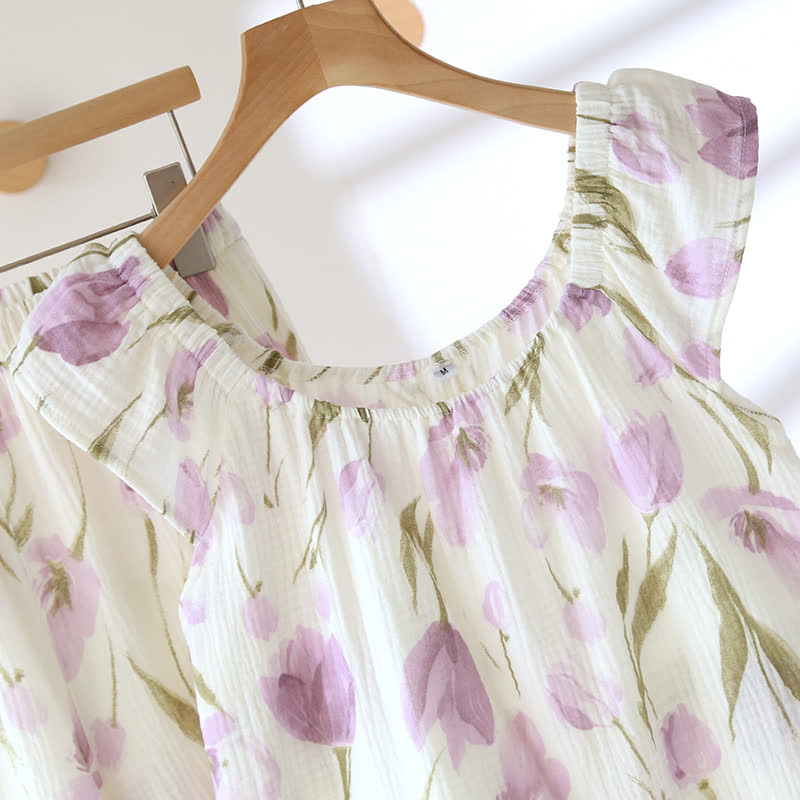 Ownkoti Rural Tulip Breathable Cotton Gauze Pajama Set