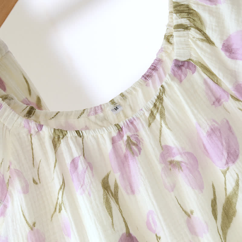 Ownkoti Rural Tulip Breathable Cotton Gauze Pajama Set