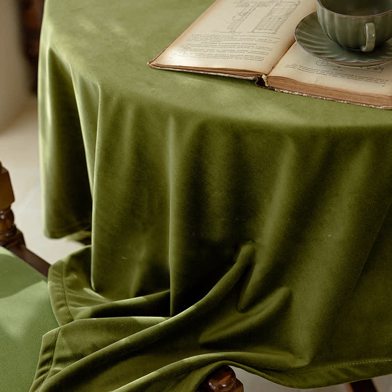 Ownkoti French Vintage Olive Green Velvet Tablecloth - image 5