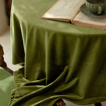 Ownkoti French Vintage Olive Green Velvet Tablecloth - image 5