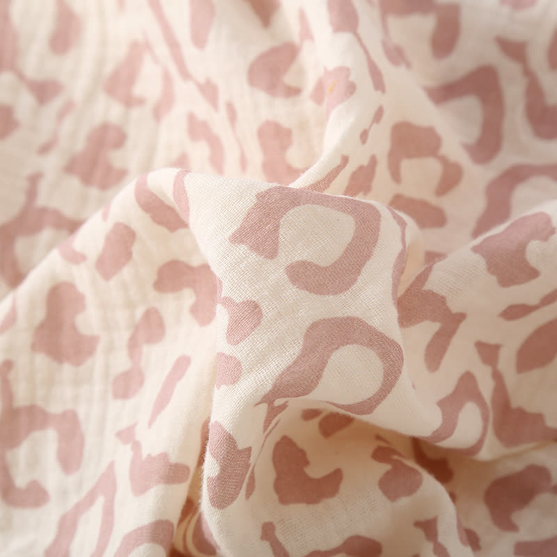 Ownkoti Leopard Print Cotton Gauze Lapel Pajama Set(3PCS) - image 8