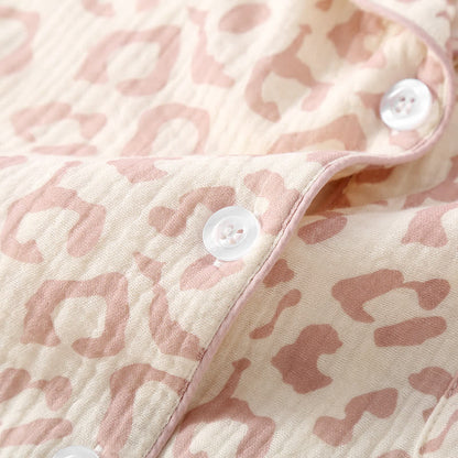 Ownkoti Leopard Print Cotton Gauze Lapel Pajama Set(3PCS) - image 3