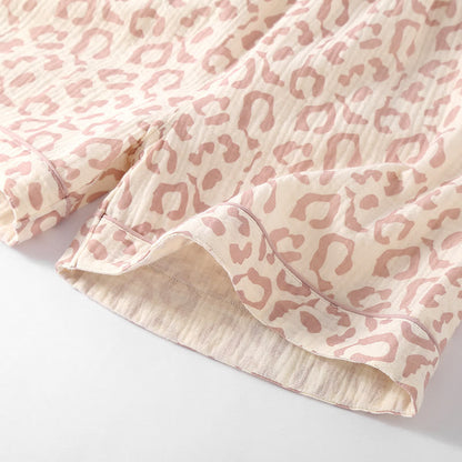 Ownkoti Leopard Print Cotton Gauze Lapel Pajama Set(3PCS) - image 7
