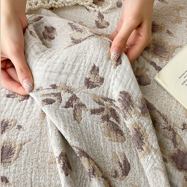 Ownkoti Vintage Floral Cotton Gauze Tassel Reversible Blanket