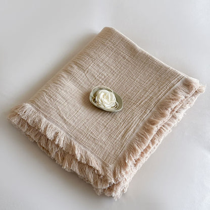 Ownkoti Simple Solid Color Tassel Cotton Gauze Blanket - image 5