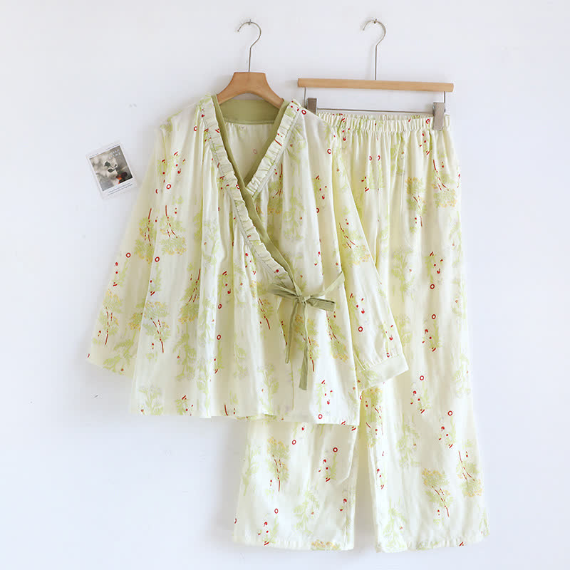 Ownkoti Rural Slanted Collar Cotton Nightwear Set - XL - image 0