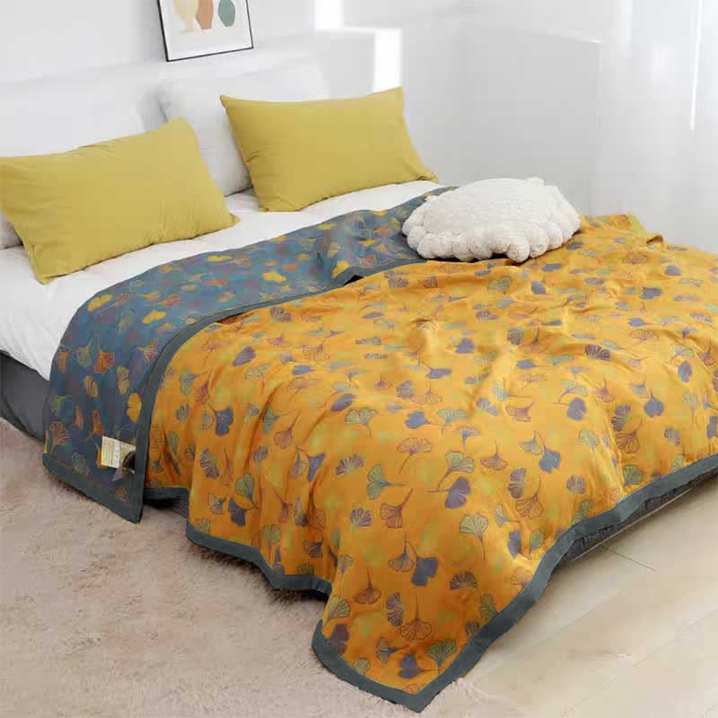 Ownkoti Ginkgo Leaf Pattern Cotton Reversible Quilt - image 3