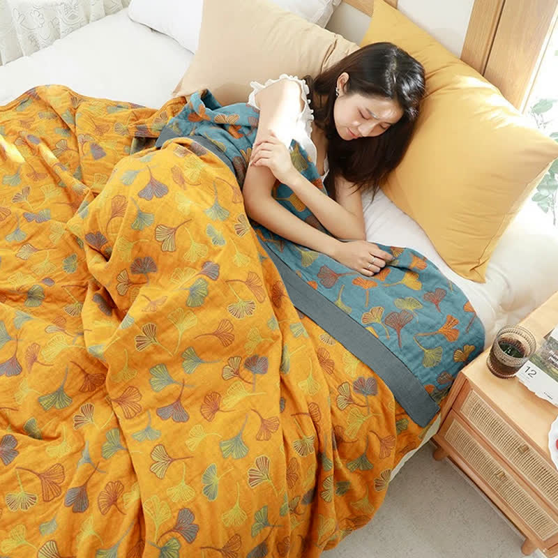 Ownkoti Ginkgo Leaf Pattern Cotton Reversible Quilt - image 2