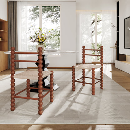 Ownkoti 2x/4x/6x Dining Room Rattan Gourd Legs Chairs