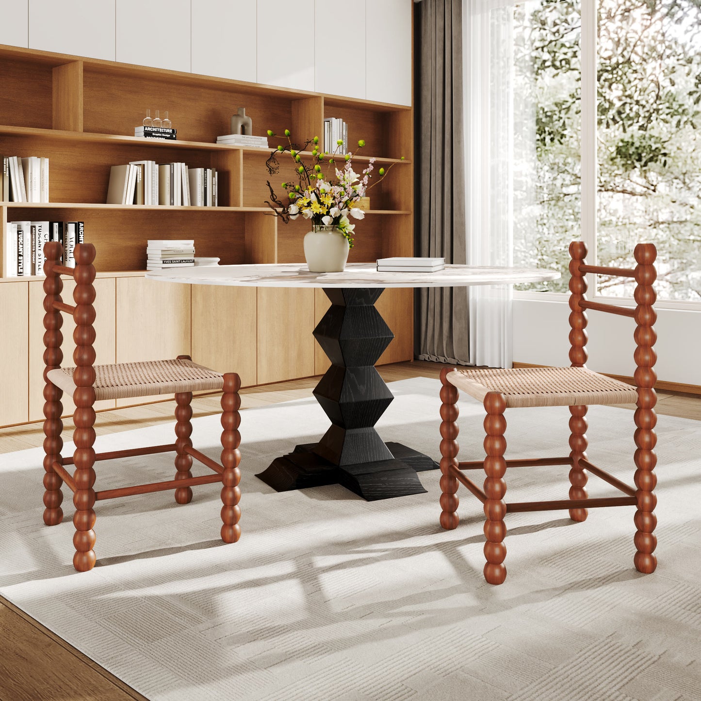 Ownkoti 2x/4x/6x Dining Room Rattan Gourd Legs Chairs