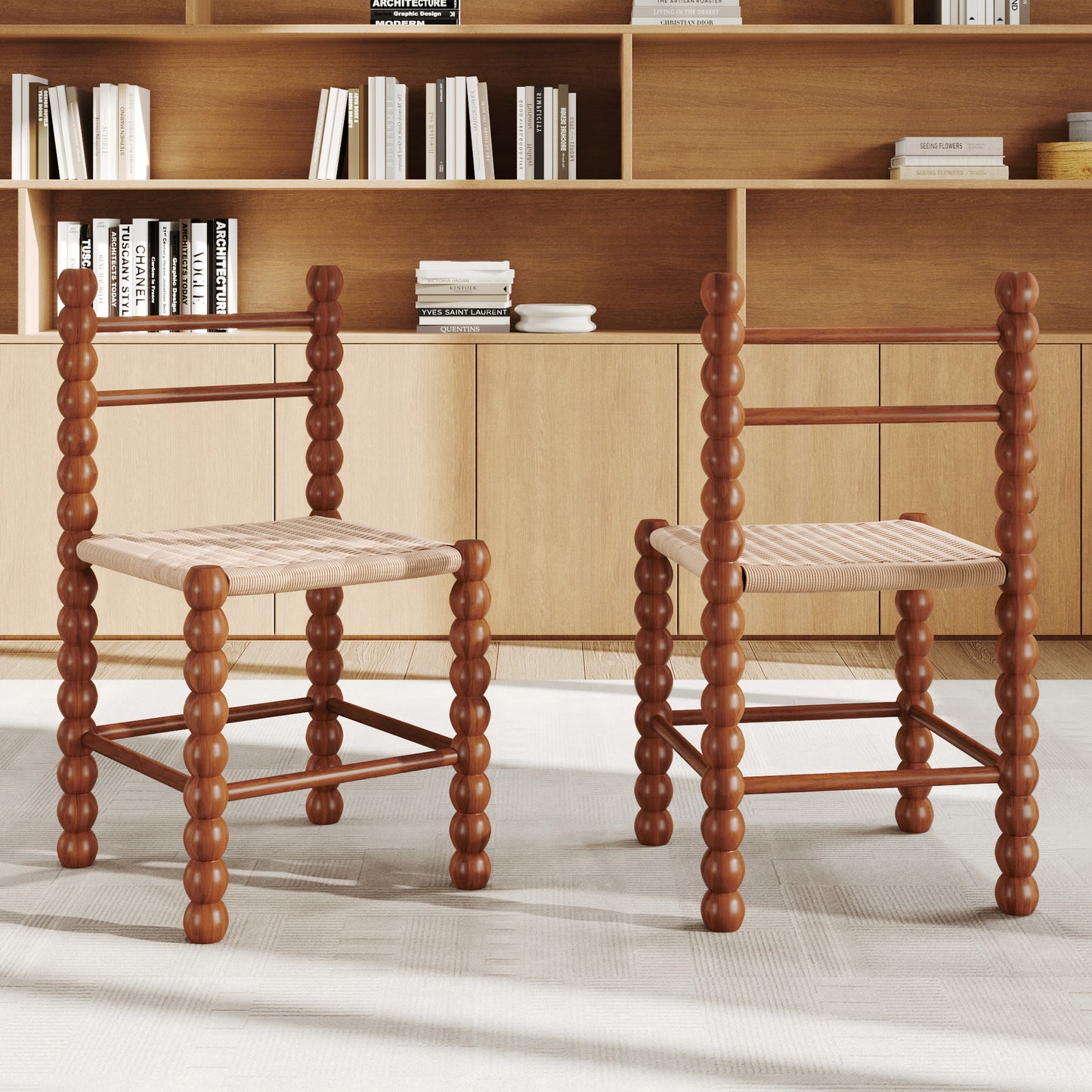 Ownkoti 2x/4x/6x Dining Room Rattan Gourd Legs Chairs