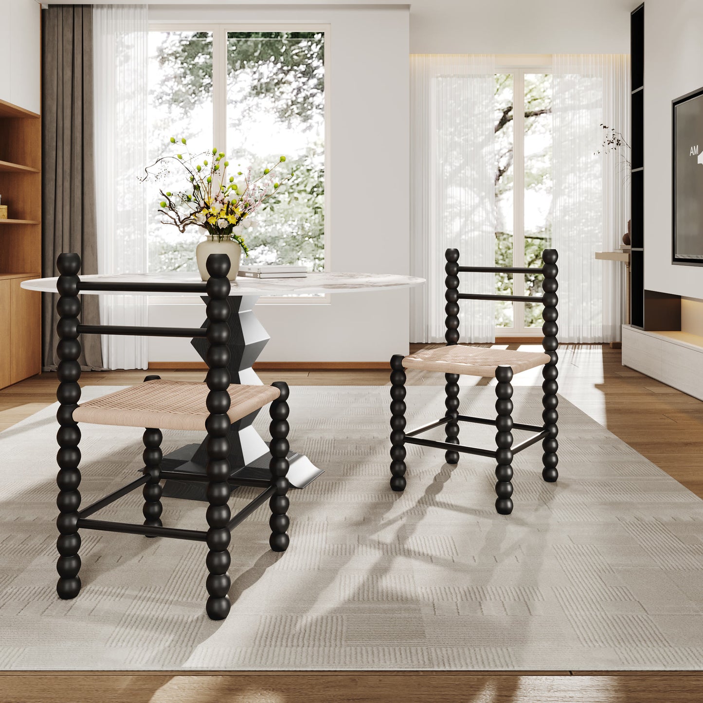 Ownkoti 2x/4x/6x Dining Room Rattan Gourd Legs Chairs