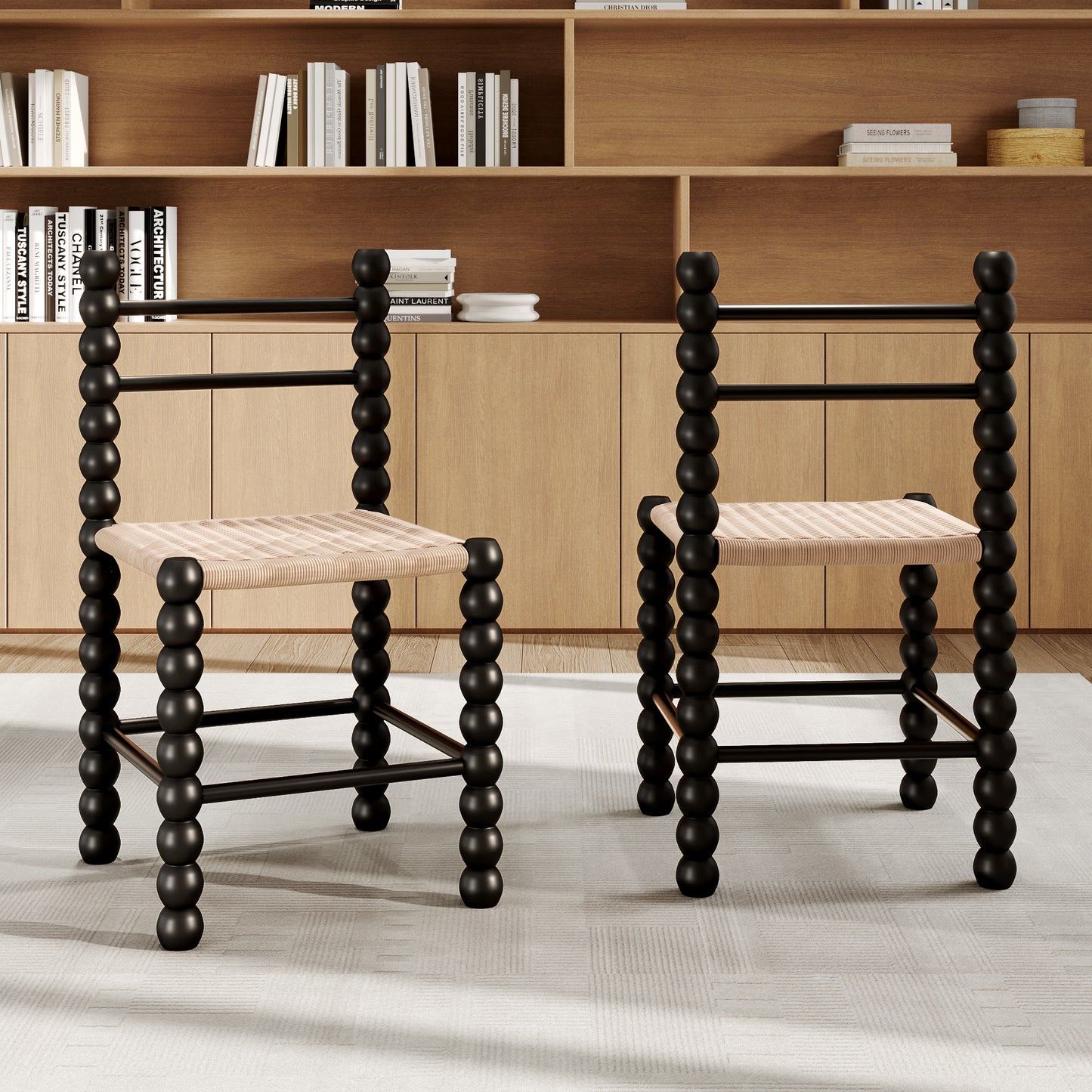 Ownkoti 2x/4x/6x Dining Room Rattan Gourd Legs Chairs