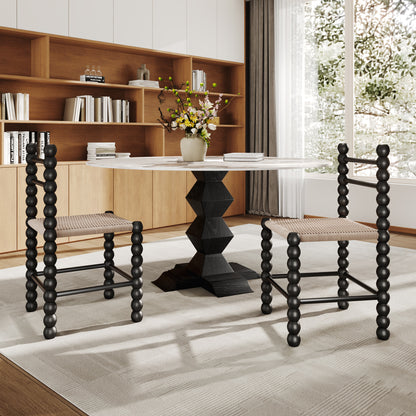 Ownkoti 2x/4x/6x Dining Room Rattan Gourd Legs Chairs