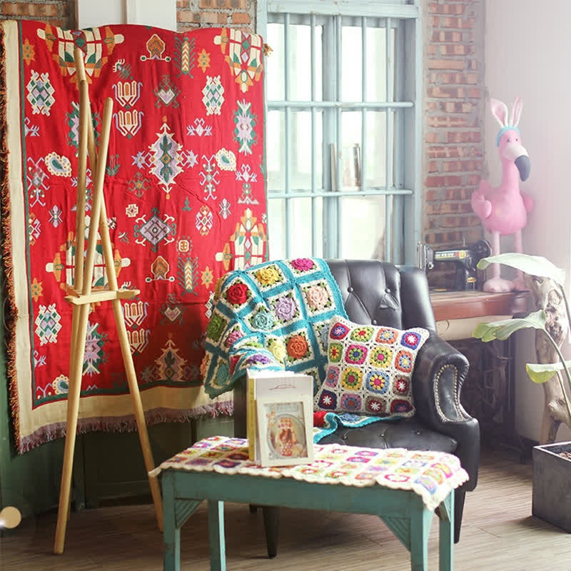 Rural Rose Hand-woven Crochet Sofa Blanket - image 2