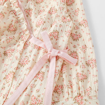 Ownkoti Cotton Double Gauze Floral Long Sleeve Loungewear Set