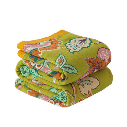 Ownkoti Colorful Floral Cotton Gauze Reversible Quilt