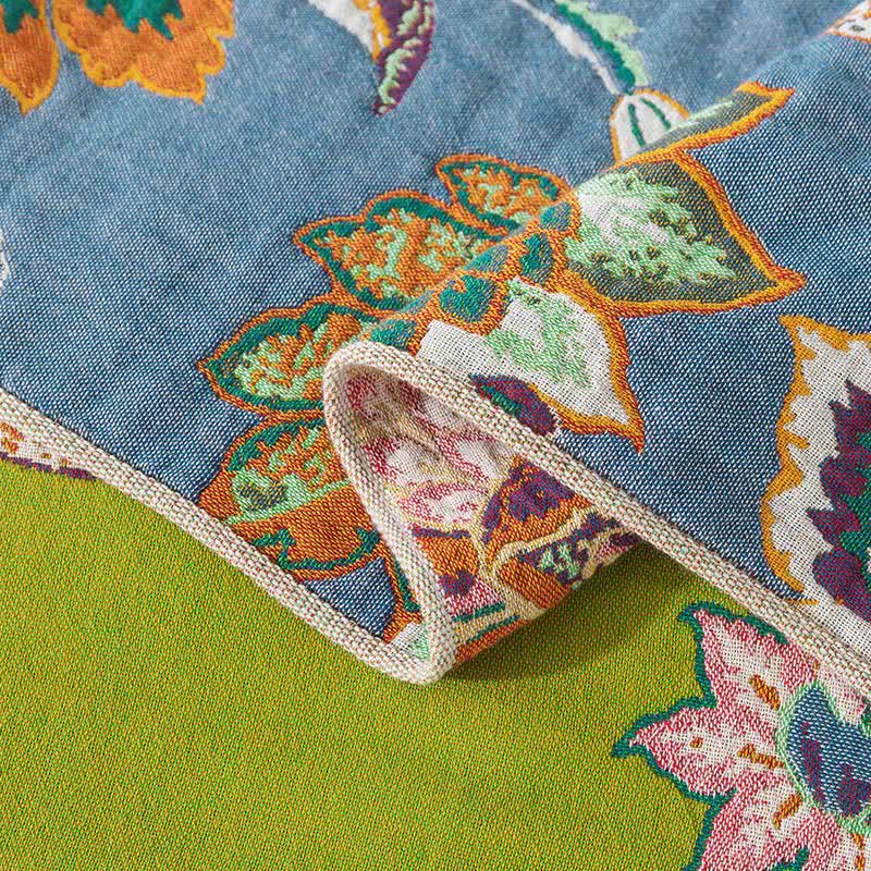 Ownkoti Colorful Floral Cotton Gauze Reversible Quilt