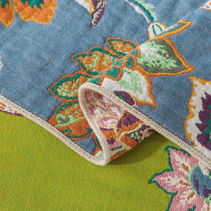 Ownkoti Colorful Floral Cotton Gauze Reversible Quilt