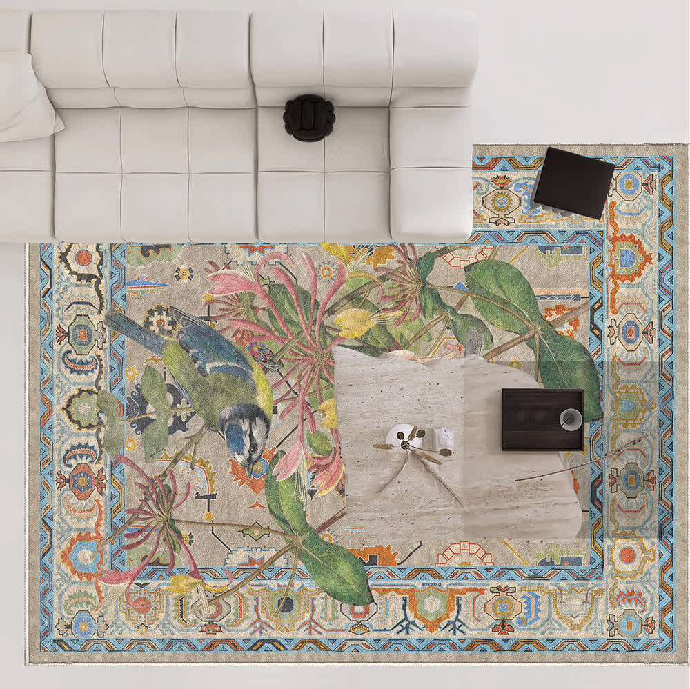 Ownkoti Floral Bird Water Resistant Washable Area Rug - image 2