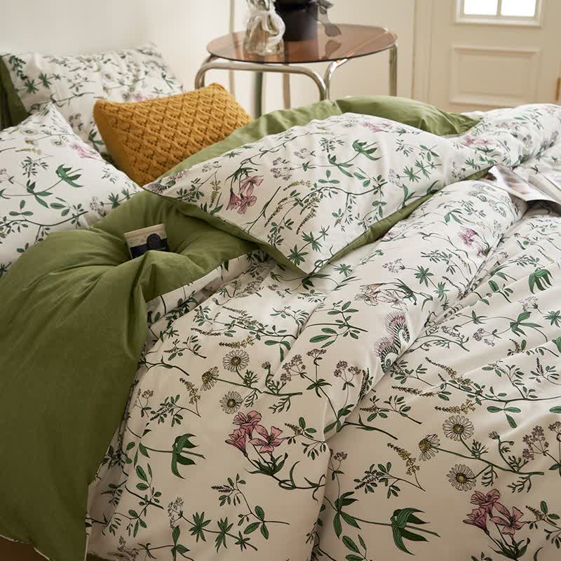 Floral Branches Cotton Bedding Set(4PCS) - Bedding Set (4PCS) - King - image 0