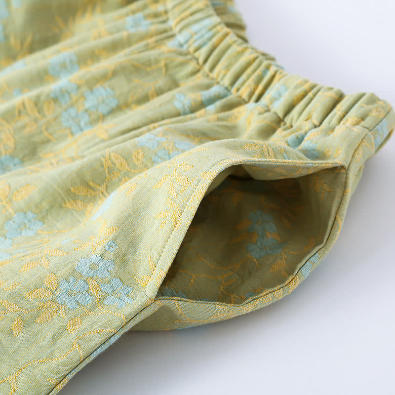 Ownkoti Vintage Cotton Gauze Loose Tie Loungewear Set