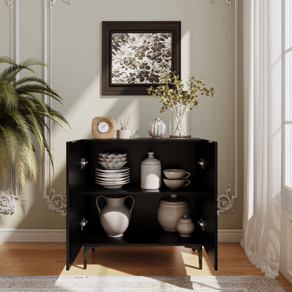 Ownkoti Modern Carved Eye-patterned Wooden Storage Cabinet