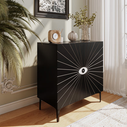 Ownkoti Modern Carved Eye-patterned Wooden Storage Cabinet