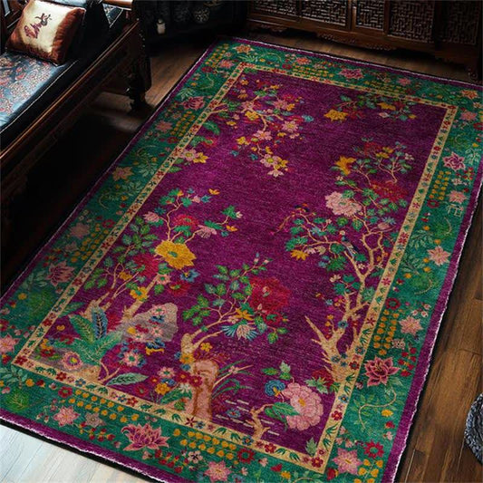 Ownkoti Anti-slip Washable Vintage Floral Decorative Area Rug - 95" x 119" - image 0