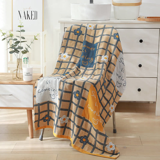 Ownkoti Plaid Retro Cotton Gauze Bath Towel - 39" x 63" - image 0