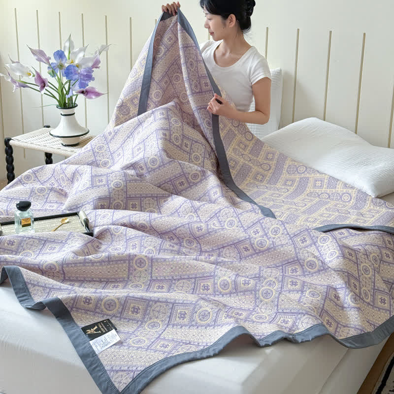 Ownkoti Geometric Print Cotton Gauze Quilt