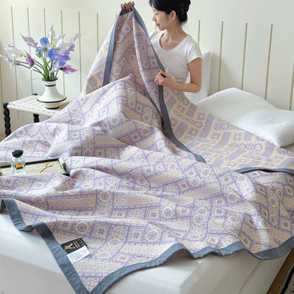 Ownkoti Geometric Print Cotton Gauze Quilt