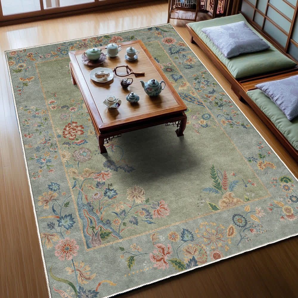 Ownkoti Foldable Refresh Floral Anti-slip Area Rug