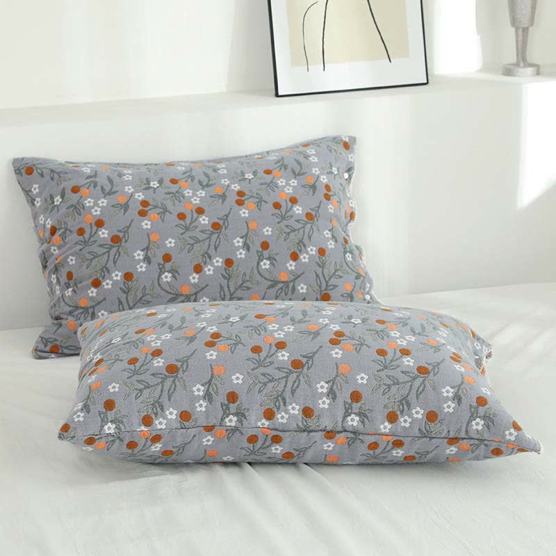 Ownkoti Rural Flower Pattern Pillowcases Pillow Shams (2PCS) - Gray - 52cm x 78cm - image 0