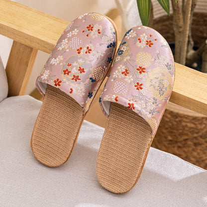 Ownkoti Embroidered Floral Anti-slip House Slippers - Pink - L - image 0