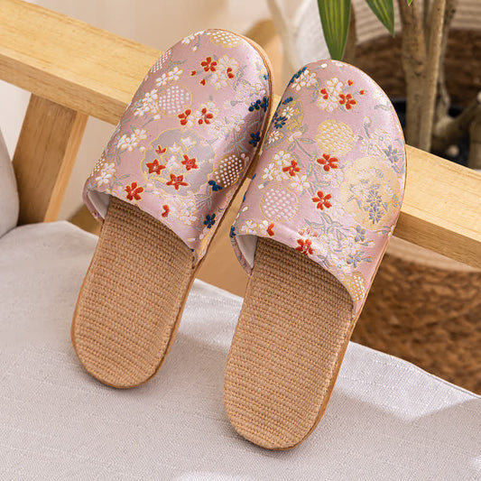 Ownkoti Embroidered Floral Anti-slip House Slippers - Pink - L - image 0