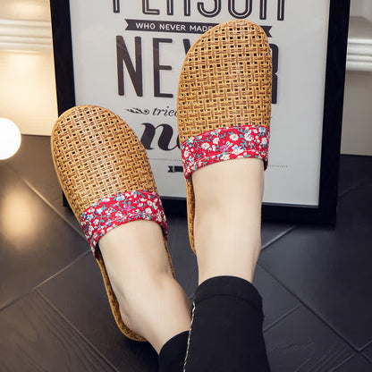 Ownkoti Rattan Woven Elegant Floral House Slippers
