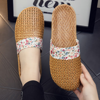 Ownkoti Rattan Woven Elegant Floral House Slippers