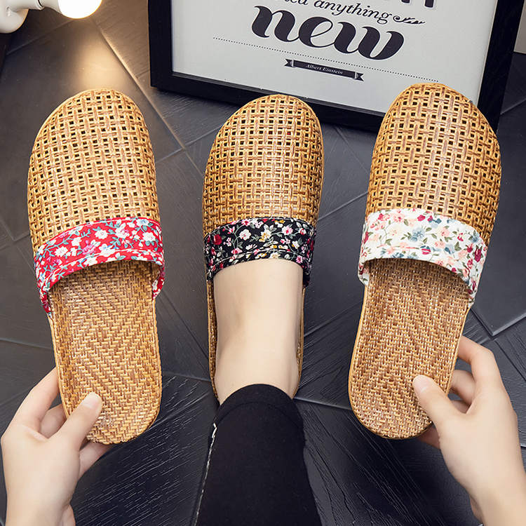 Ownkoti Rattan Woven Elegant Floral House Slippers