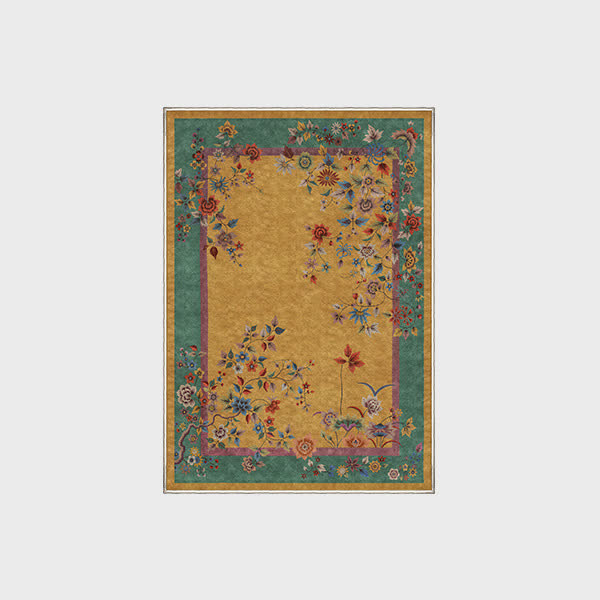 Ownkoti Washable Vintage Flower Anti-slip Area Rug